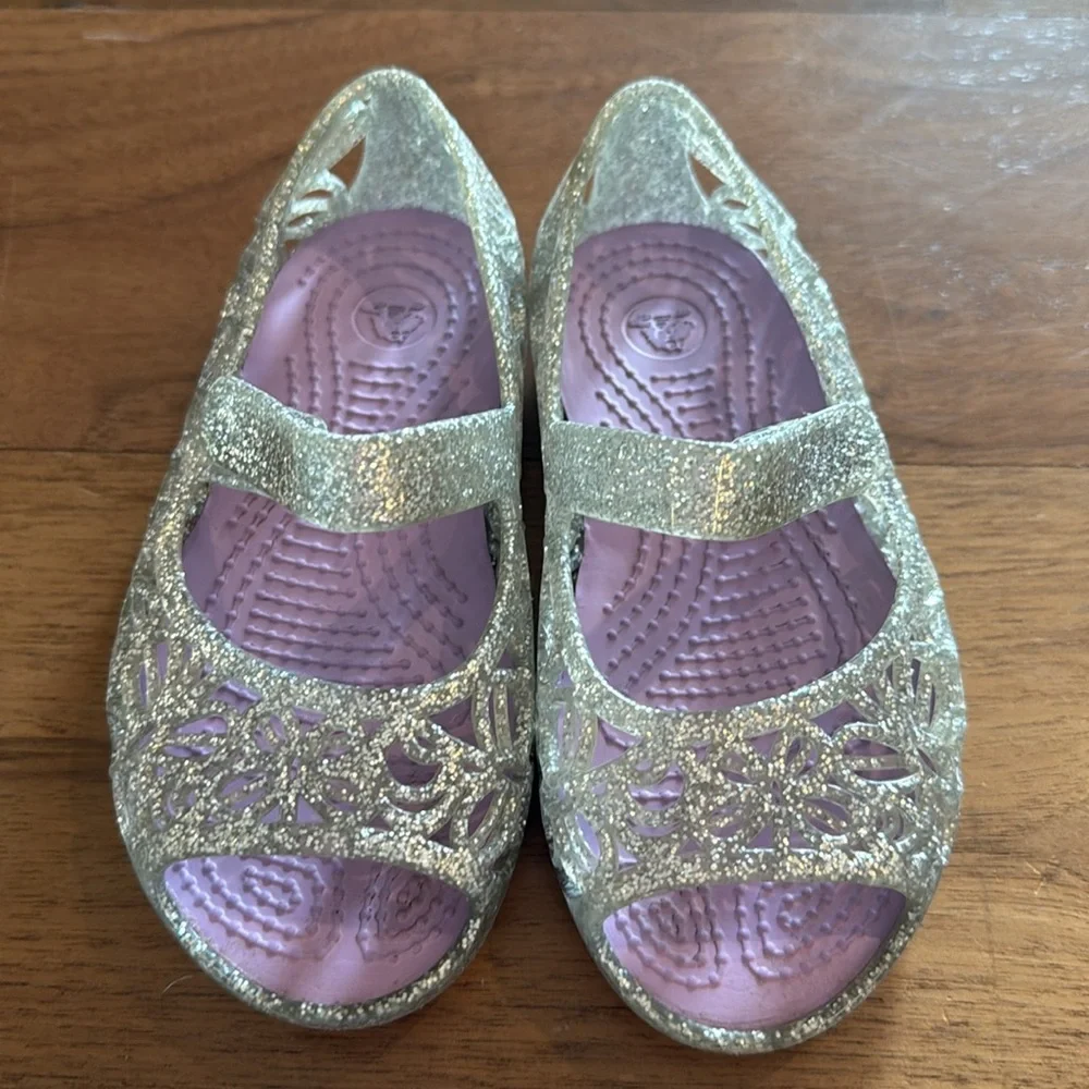 Crocs Isabella jelly shoe silver glitter size 8 toddler